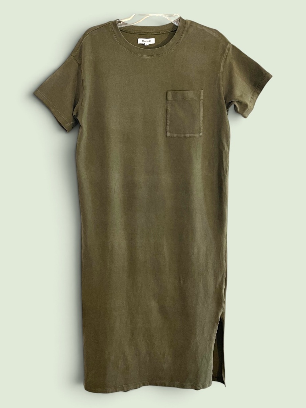 Madewell Pure Cotton Olive Green Midi T-Shirt Dress Size M